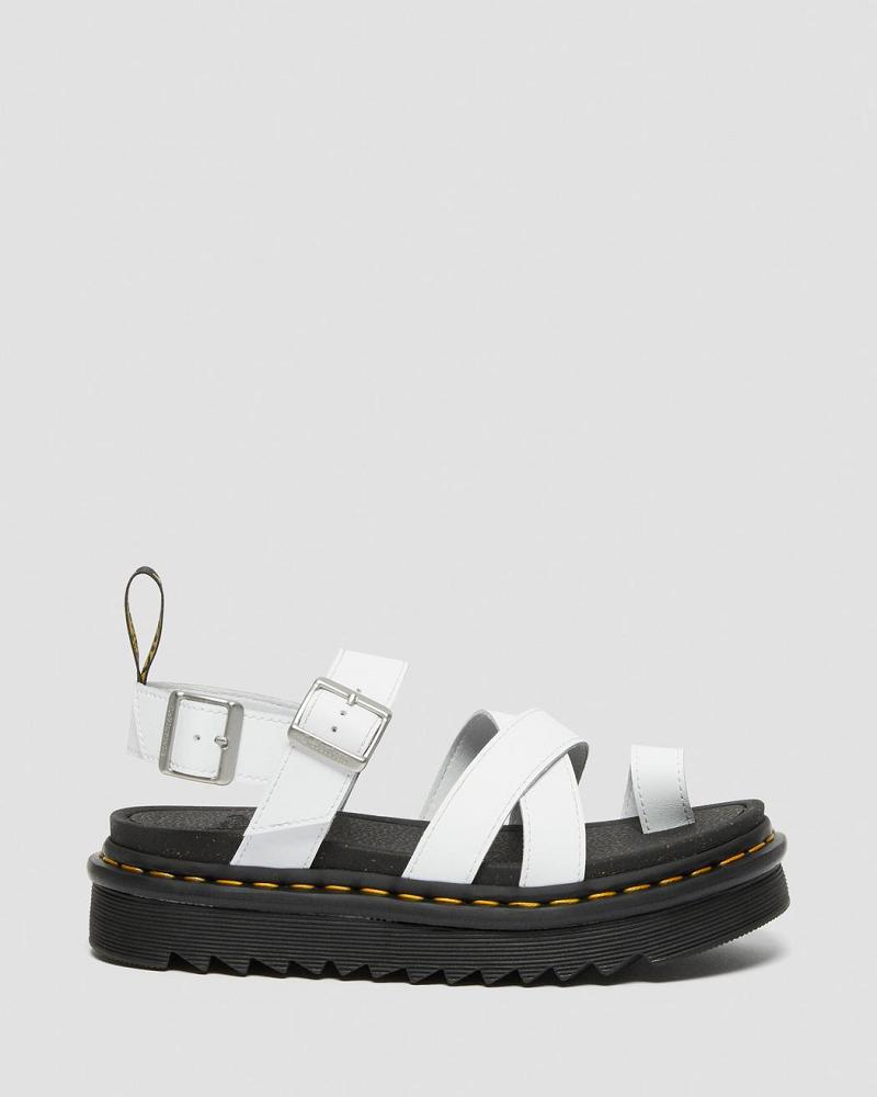 White Women's Dr Martens Avry Hydro Leather Gladiator Sandals | CA 290OKI